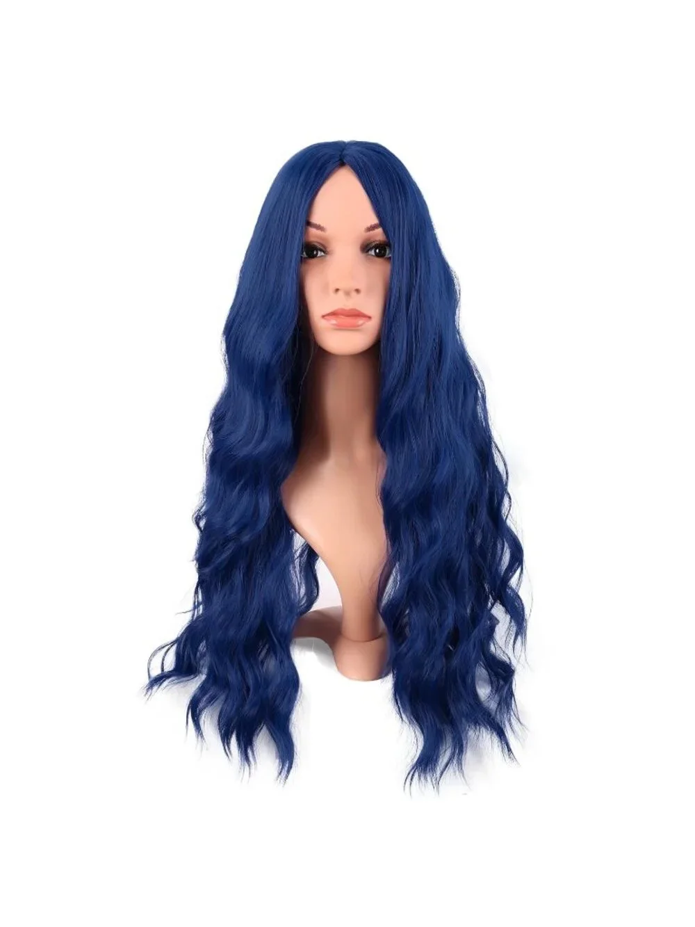 Women's Mixed Blue 28 Inch Synthetic Fiber Long Middle Part Curly Cosplay Wigs